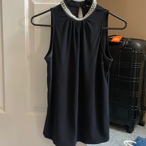 WHBM black shell with pearl embellishment neck